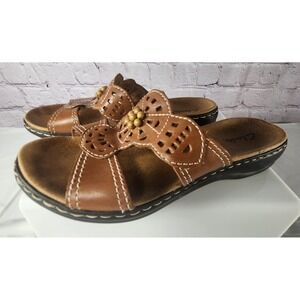 Comfort & Style CLARKS BENDABLES Shoes SZ 7W SANDALS LEATHER SLIDES MULES